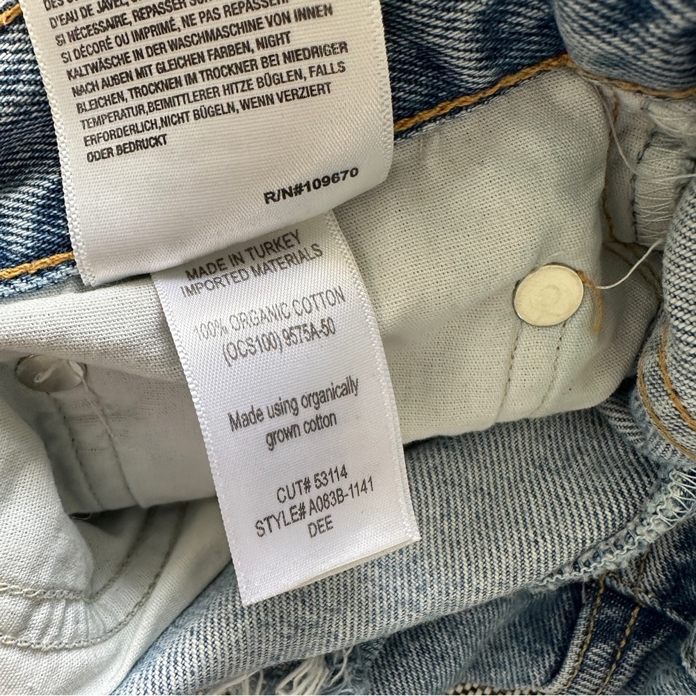 Agolde Light Blue Distressed Denim Jean Shorts - Picture 10 of 10